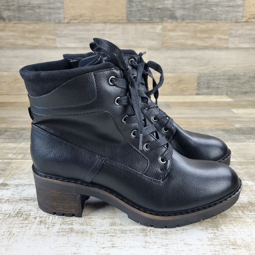B-52 By Bullboxer Audra Womens Ankle Bootie Sz 9.5 M Black Lace Up Block Heel
